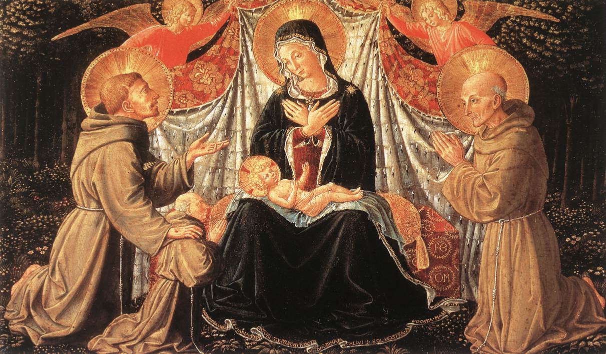 GOZZOLI, Benozzo Madonna and Child with Sts Francis and Bernardine, and Fra Jacopo dfg